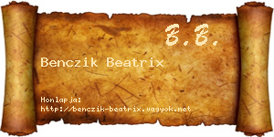 Benczik Beatrix névjegykártya